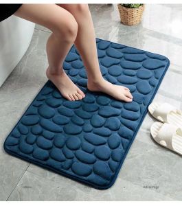 TORAS Bathroom absorbent floor mat household cobblestone coral velvet anti slip foot mat bathroom entrance mat toilet quick drying mat