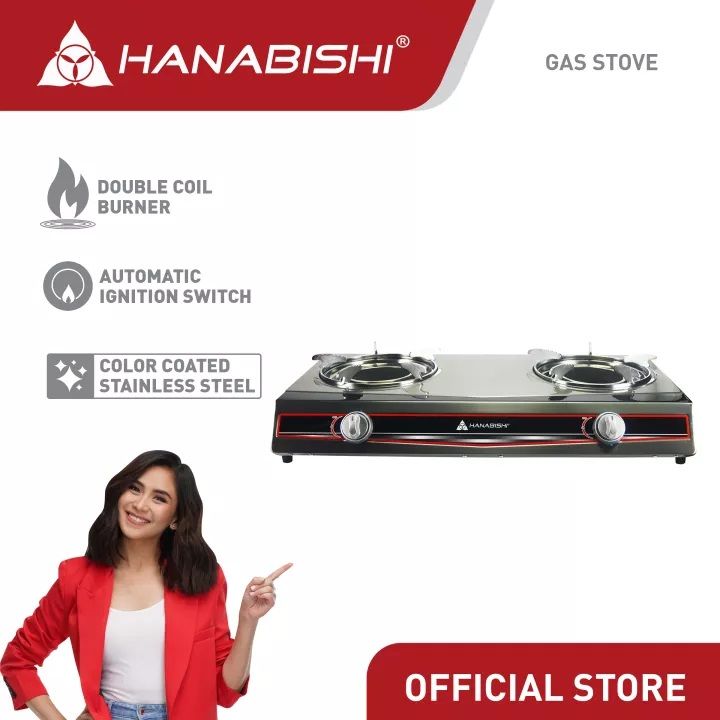Hanabishi Infrared Gas Stove GSDCB3000 Double Burner Stainless Top