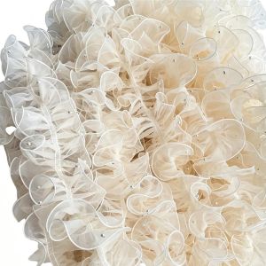 AODDO 11cm Wide Organza Beaded Ribbon Wave Ruffle Edge 1 Yard Pleated Lace Trim Flower Packaging Flower Lace Lolita Lace Accessories Clothing Design