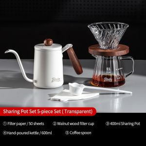 BINCOO Coffee Dripper Set Filter Cup with Sharing Pot Coffee Maker Set Manual Coffee Grinder Set Coffee Equipment Set