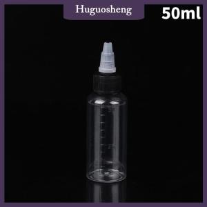 [huguosheng] 10 20 30 50 100ml Empty Hair Dye Bottle Twist Top Cap Refillable Squeeze Container With Graduated Scale For Tattoo Pigment Ink