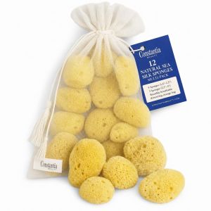 Constantia Beauty ® Natural Sea Silk Sponges 12pack use like Cotton Balls Cosmetic Grade Makeup Application Blending & Removal Face & Eye Cleaning Size 9pc x1.5"-2.5" 3pc x 2.5"-3" Reuseable Bag
