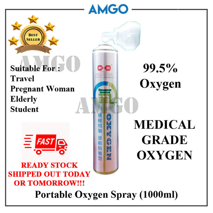 AMGO Portable Oxygen Spray Inhale breathing (1000 ml) Portable oxygen ...