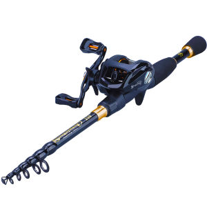 Joran Pancing Telescopic & Tongkat Memancing Berpergian 1.8M 2.1M 2.4M dengan Reel AR Baitcasting 12 + 1BB Air Tawar & Laut
