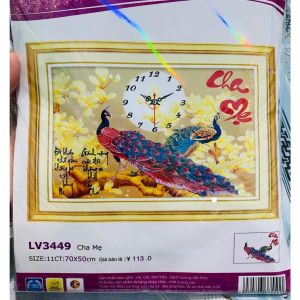 Tranh thêu chữ thập đồng hồ cha mẹ cá chép LV3453 kích thước 75*50