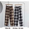 Quần Kẻ Sọc Caro Nâu Đen Ống Rộng Suông Phong Cách Hàn Quốc - BadaShop. 