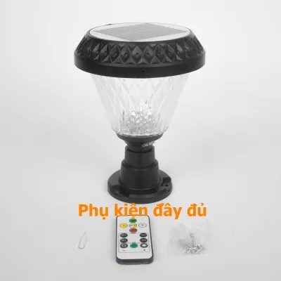 Đèn năng lượng mặt trời trụ cổng đèn cắm cỏ sân vườn Ba màu với điều khiển từ xa