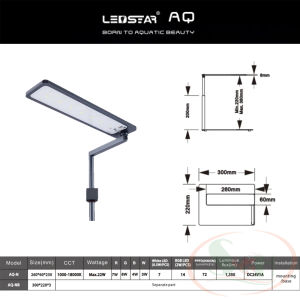 Đèn led kẹp LedStar AQ WRGB N series Nano II để bàn desktop trang trí thủy sinh cá tép cảnh