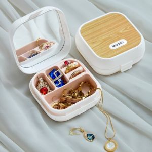 WNV55 Portable Jewelry Box with Compartment Large Capacity Small  Organizer Durable Container Square Storage Box Travel