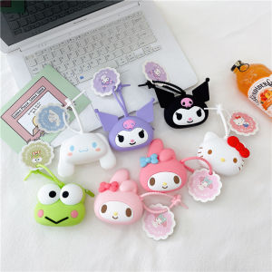 Sanrio Keychain Kuromi My Melody Hello Kitty Wallet Keyring Silicone Coin Purses Pendant Keychains Cartoon School Bag Ornament