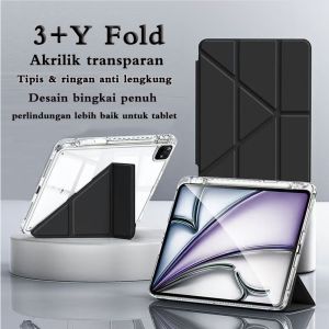 【3+Y】Case Huawei MatePad 11.5S/23/24 MatePad SE11" - Transparan Akrilik Tipis+ Magnetic Slot for Pen + Anti Bengkok - Support MatePad Pro 12.2"12X 3 Fold Stand Case Premium Anti Gore