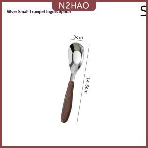 N2HAO Thép không gỉ muỗng với giả gỗ hạt xử lý Nhà Bếp Bộ đồ ăn đồ ăn bữa ăn tối tráng miệng gạo súp thìa tiện ích