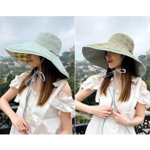QIXING Double-sided Fisherman Hat Foldable Elegance Sun Protection Hats Leisure Korean Style Beach Bucket Hat For Ladies Girl