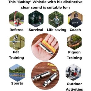 LUXERY Aluminum Alloy Metal Whistle 6613mm 2 Styles Rugby Party Whistle  With Rope Referee Sport Whistle Training School Soccer