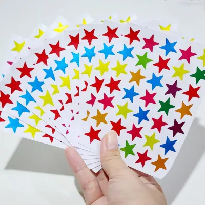 สติ๊กเกอร์ดาว หลากสี (10 แผ่น) สีสันสดใส วิ้งแว้บ ติดไดอารี่ scrapbook งานฝีมือ ของเล่น ให้รางวัลเด็กดี star sticker
