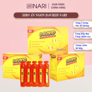 3 hộp siro ăn ngon Davikid chính hãng Nari giúp bé ăn ngon ngủ ngoan tăng cường sức đề kháng: 2 tuổi