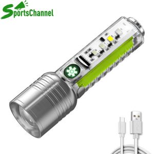 XHP50 LED Torch Light 500mAh 250LM Portable Flashlight Type-C USB Rechargeable 6 Modes for Camping Banknote Verification
