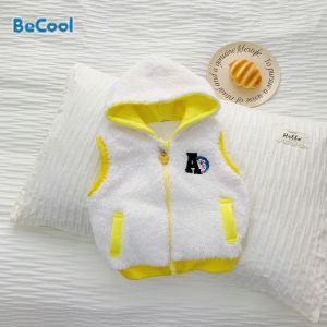 Áo khoác gile lông thêu chữ A cho bé trai bé gái có mũ cao cấp cho bé từ 7-28kg - SUMO KIDS