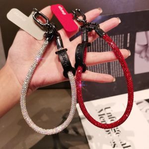 SWEOLQ Short Wrist Style Glitter Rhinestone Phone Lanyard Handheld Hanging Cord Mobile Phone Chain Fashionable Anti Loss Diamond Phone Rope Women/Lady/Girl