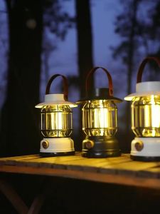 Oil Lamp Style Camping Lantern Super Long Runtime USB-C Power Dimmable Warm Light For Camping Emergency