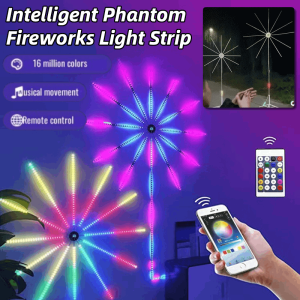 Intelligent Phantom Fireworks Light Strip Waterproof Christmas Party Decoration String Lights RGB Changing with Remote Control