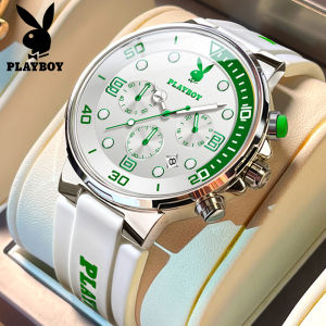 นาฬิกาลำลอง PLAYBOY สำหรับใหม่ผู้ชาย2024กันน้ำฟังก์ชั่นจับเวลาแบบดั้งเดิมไอเดียของขวัญหน้าปัดเรืองแสงสำหรับแฟนหนุ่ม