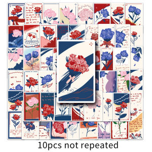 50PCS Beautiful Flower Bookmark Memo Stickers for Laptop Car Skateboard Helmet Suitcase Stationery Gift For Kids