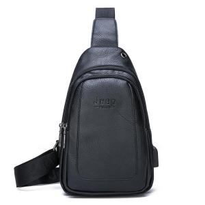 JEEP BULUO Mens Chest Sling Bag Travel Hiking Cross Body Messenger Shoulder bags Leather Bag