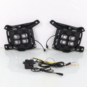 SNCN 2PCS 12V Car LED Daytime Running Headlamps For Toyota Land Cruiser LC200 2012 2013 2014 2015 Dynamic Daylights Yellow Signal Car DRL Foglamp