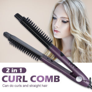 4 in 1 Ceramic Styler Hair Curler Brush Straight and Curl Curling Iron perm hair comb pear flower electric round brush shape