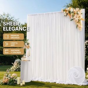 Organza Curtain Sheer Backdrop Drape White Champagne Wedding Party Arch Photo Background Decor