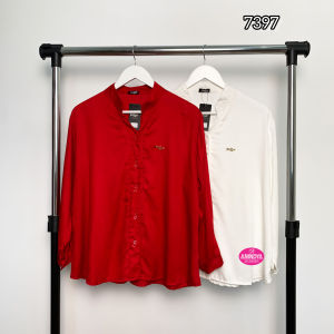 Anindya Fashion Presents Baju Atasan Wanita Merah Agustusan 7397 Dapatkan Gaya Timeless Dengan Sentuhan Modern Desain Polos Lengan Panjang Full Kancing Aktif Bahan Rayon Premium Good Quality Halus Adem Look Casual Simple Basic Kekinian Model Terbaru 2023