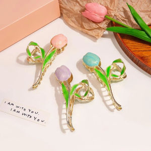1PC Girls Tulip Flower Shaped Hair Clips Tulip Hair Clip Enamel Hair Clips Hair Pin for Women