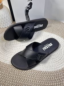 MEN018 Mens Casual X-Strap Slippers – Non-Slip Open Toe Summer Slides with Adjustable Buckle