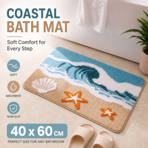 Beach Theme Plush Floor Mat Absorbent Anti-slip Quick-drying Bathroom Mat Kitchen Rug Doormat