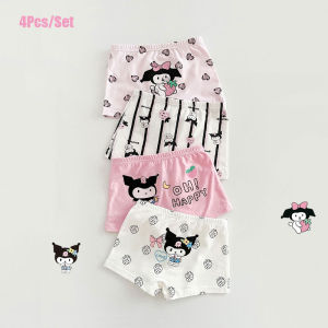 Sentexin 4Pcs Cotton Girls Underwear Childrens Panties Girls Teens Cartoon Boxers Briefs for 3-10 yrs