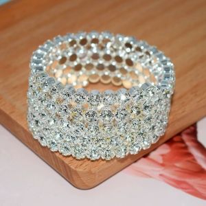 PLNBFG Thời trang Dành cho Nữ cương giả pha lê Lắc tay năm Hàng Vòng tay đám cưới Vòng đeo cổ tay Vòng tay pha lê