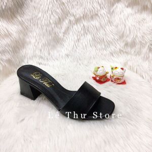 Guốc dép nữ 5 phân quai bản ngang da mềm LT (D004)