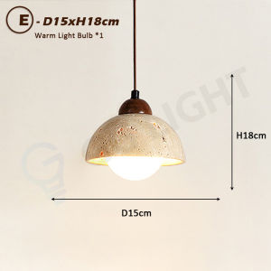 Japanese Style Stone Pendant Lights Yellow Hole Stone Wabi-Sabi Led Hanging Lamp for Bedroom Bedside Dining Room Chandelier