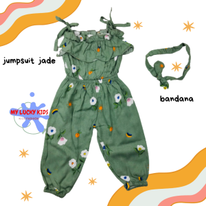 JUMPSUIT BAYI JADE BAJU BAYI PEREMPUAN FREE HEADBAND USIA 3-15 BULAN