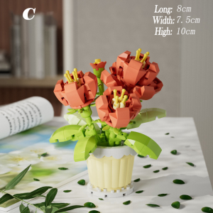 Flowers Building Block Set Plants and Succulent Toys Valentines Day and Birthday Gift for Women and Girls Desktop Small Ornaments Decoration Block Toy