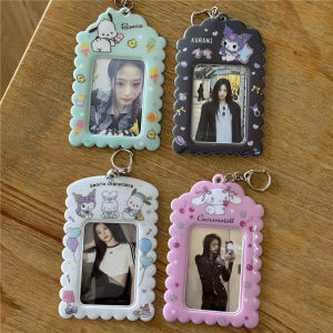 ZEEMIN Christmas and Halloween gifts Kawaii Cartoon Kuromi Cinnamoroll Pochacco 3-Inch PVC Card Holder Cute Girls Idol Photo Storage Clip Keychain Pendant Gifts