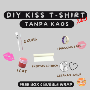 DIY Kiss T-Shirt 1 Set Boyfriend Girlfriend Couple | Alat & Bahan Saja Tanpa Baju Kaos Polos Kisses TShirt Inisial Huruf Nama Cap Bibir