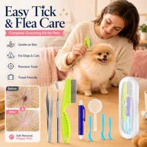 Tick Remover Tool Set Dog Pet Tick Removal Tweezers Safe Flea Tick Remover Grooming Accessories Tick Comb Cleaner