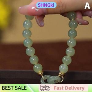 SHNGki Summer Valentines Day Gift Love Heart Jade Beads Charm Bracelet for Women Girl Fashion Natural Bracelet To Love Jewelry Gifts