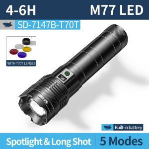 SMILING SHARK LED Torch Light Super Bright M77 10000LM Type-c Rechargeable Flashlight 5Mode Waterproof Outdoor Camping Lighting SD7147