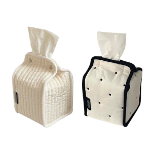 Soft Cotton Standing Tissue Dispenser Modern Striped Pattern Easy to Cleaning Kitchen Countertop Organizers
