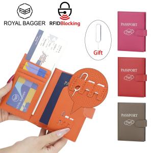 Royal Bagger RFID Genuine Leather Passport Wallet for Women Casual Travel Wallets and Card Holder with SIM Card Pin Tool 3220