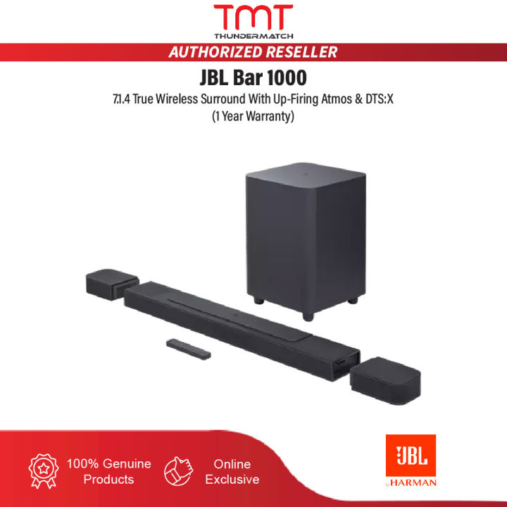 JBL Bar 1000 7.1.4 True Wireless Surround With UpFiring Atmos & DTSX