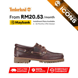 Timberland Men’s 3-Eye Lug Handsewn Boat Shoe Md Brown Full Grain